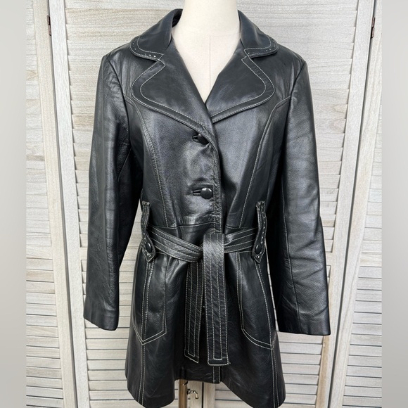 24K LEATHER by DAN DI MODES Women's Vintage 70's Mid Length Leather Jacket-S/M - Picture 1 of 9